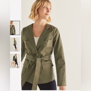 💝 12-14 L XL 🫒cotton stretch casual belted jacket cardi c…